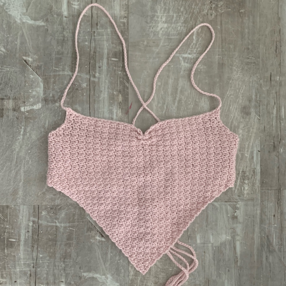 Crochet baby pink corset-style top